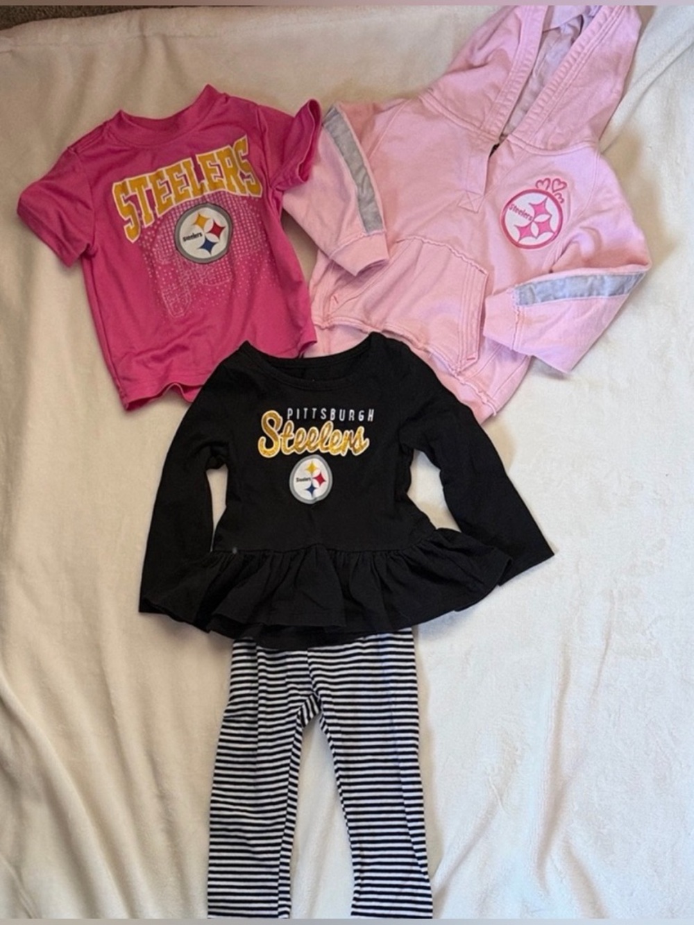 Pittsburgh Steelers Girls Pink & Black Matching Set - Team Logo Outfit